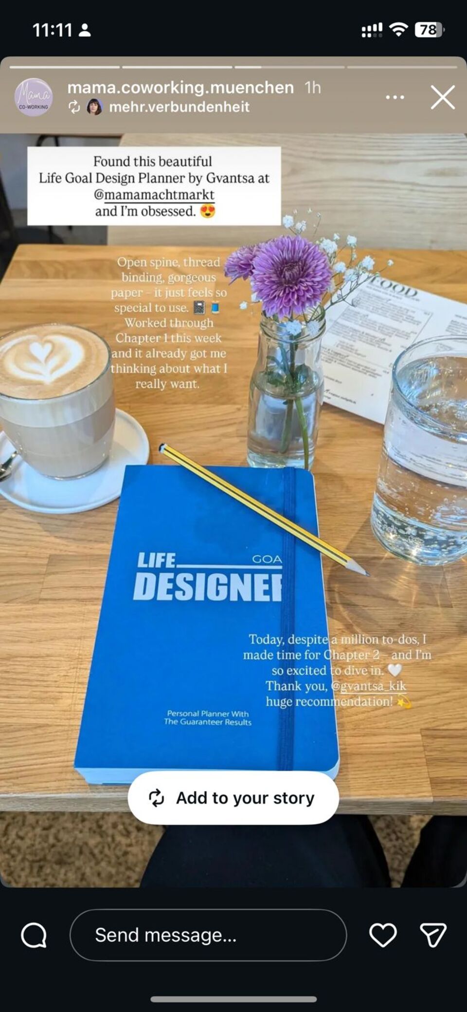 Instagram story about Life Designer GOAL planner